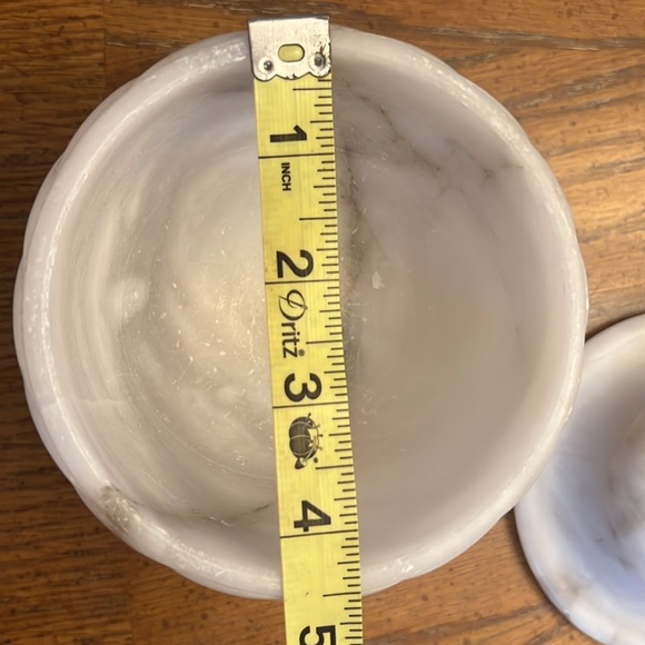 Vintage marble canister, vintage marble leaf trinkets - Picture 4 of 7